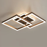Geometric Brown LED Square Ceiling Light Semi Flush Mount Modern Aluminum Fixture