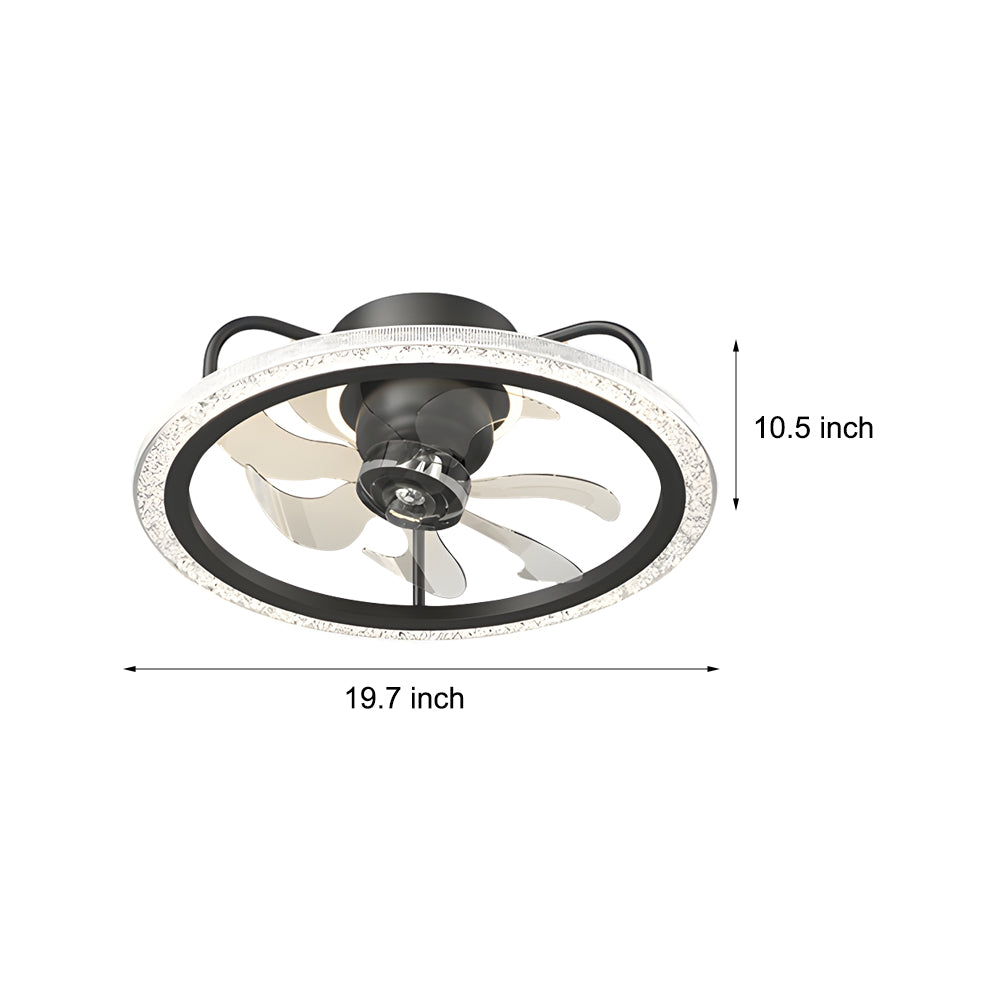 Modern 360 Degree Rotating Flush Mount Ceiling Fan with Light and 3 Step Dimming LED