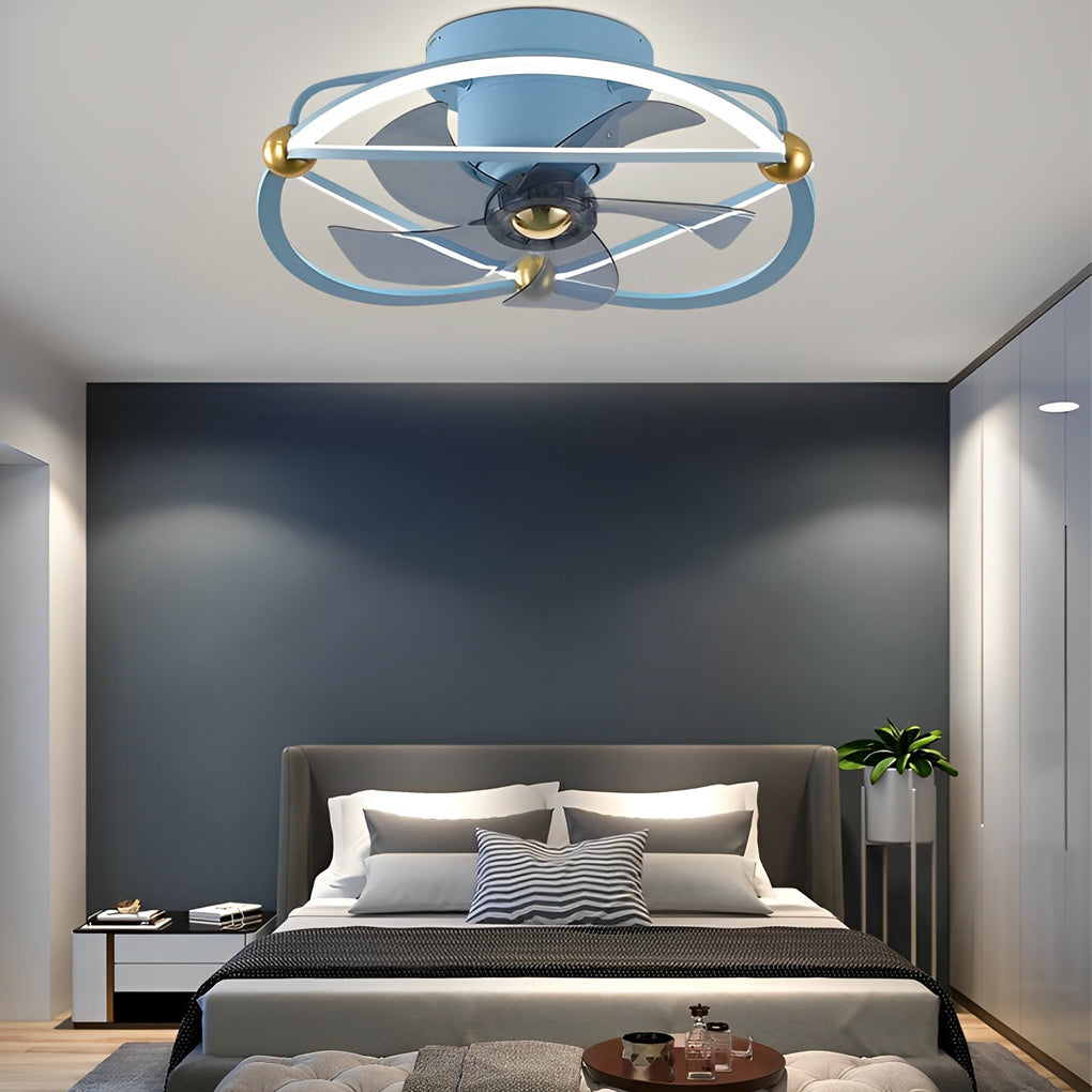 Modern Bladeless Ceiling Fan with Dimmable LED Light and Remote Control for Low Ceilings