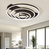 Modern Coffee Circular Tiered LED Flush Mount Ceiling Light for Living Room and Bedroom
