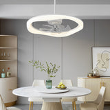 Modern White LED Ceiling Fan with Remote Control and Stepless Dimmable Lighting
