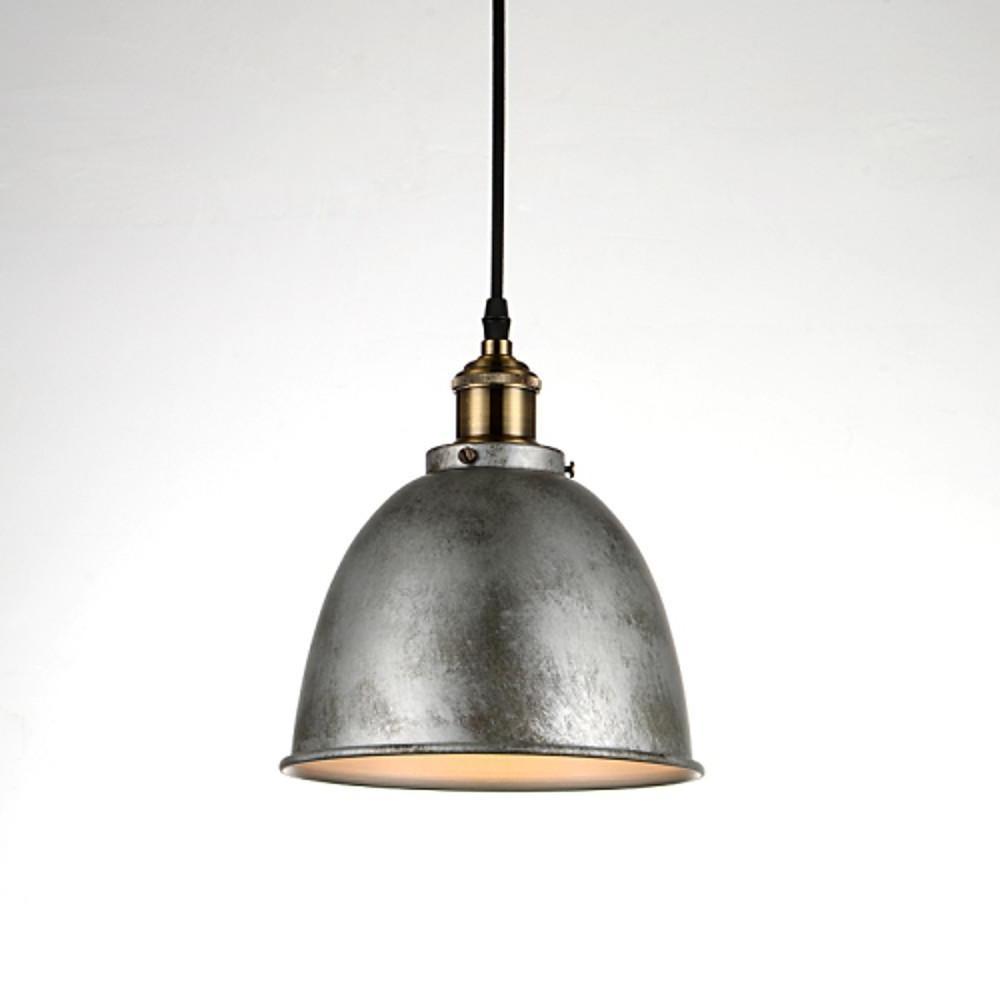 8 Inch White Rustic Dome Pendant Light Bowled Metal Industrial Hanging Lamp for Farmhouse