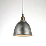 8 Inch White Rustic Dome Pendant Light Bowled Metal Industrial Hanging Lamp for Farmhouse