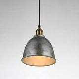 8 Inch White Rustic Dome Pendant Light Bowled Metal Industrial Hanging Lamp for Farmhouse