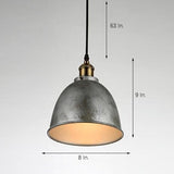 8 Inch White Rustic Dome Pendant Light Bowled Metal Industrial Hanging Lamp for Farmhouse