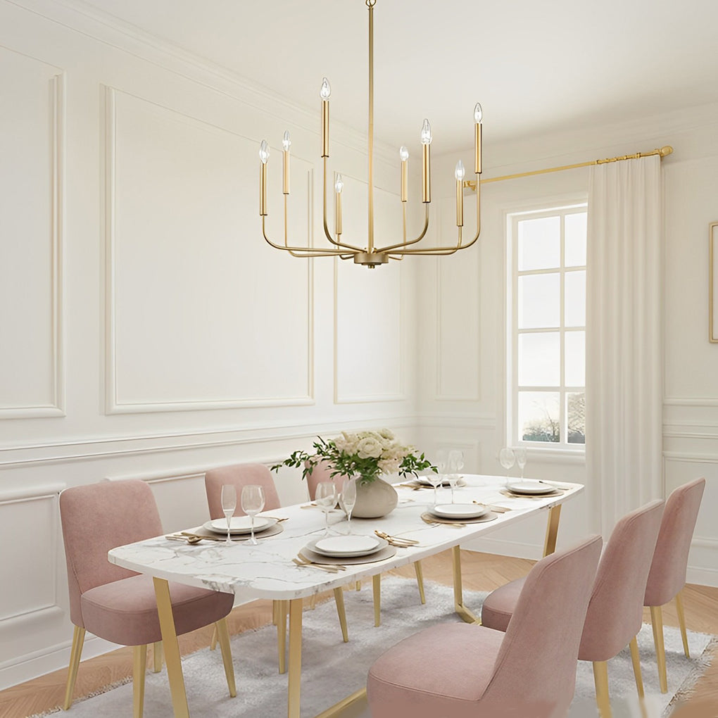 8 Light Modern Industrial Candle Chandelier LED Three Step Dimming Ceiling Fixture for Dining Room