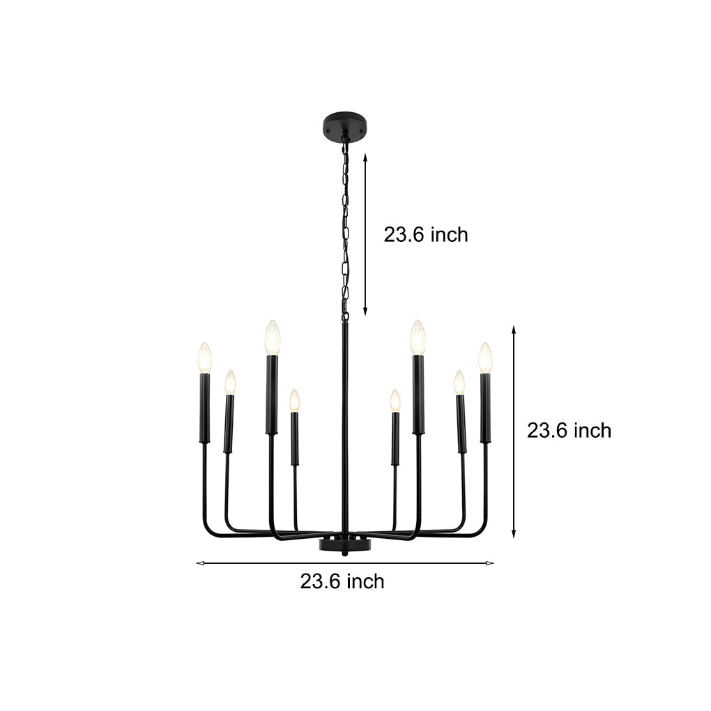 8 Light Modern Industrial Candle Chandelier LED Three Step Dimming Ceiling Fixture for Dining Room