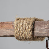 8 Light Rustic Wood Chandelier with Clear Glass Shades and Hemp Rope Accents