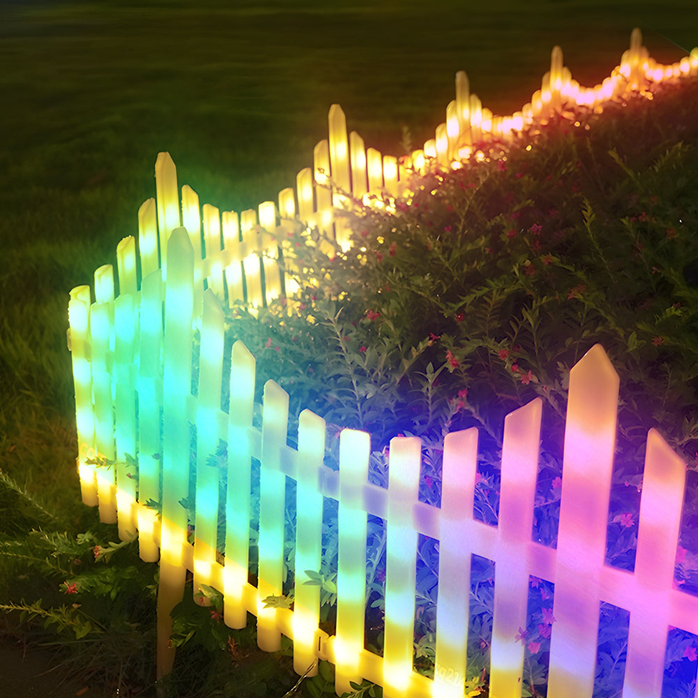 8 Pack Wave Design Solar Powered LED Garden Fence for Outdoor Landscape Decor