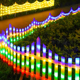 8 Pack Wave Design Solar Powered LED Garden Fence for Outdoor Landscape Decor