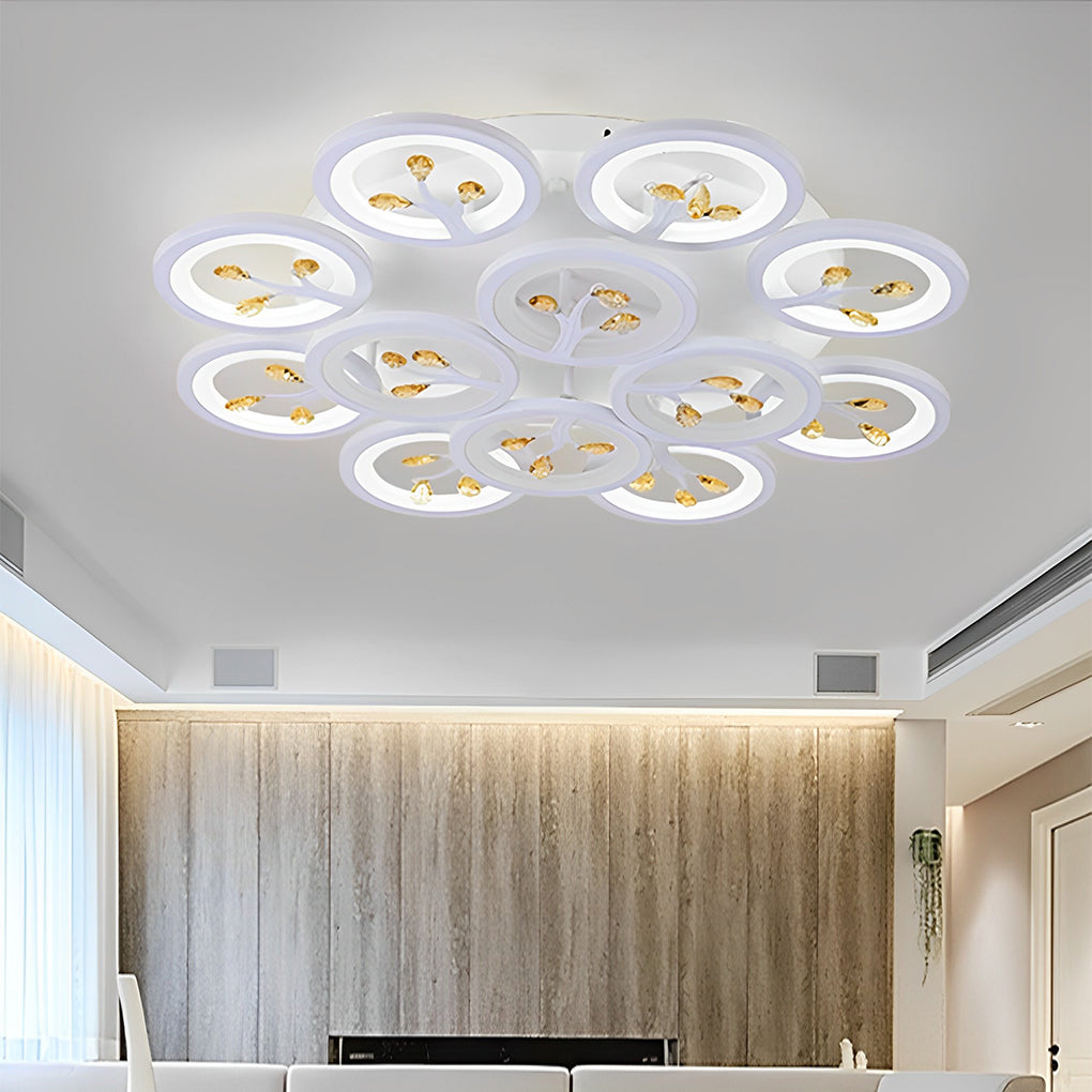 Modern White Flower LED Ceiling Light Dimmable Flush Mount Nordic Bedroom Fixture