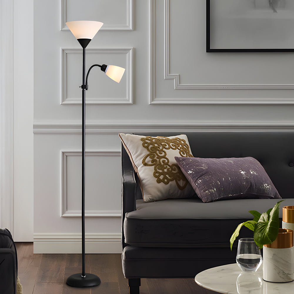 Modern 67 Inch Torchiere Floor Lamp with Adjustable Side Reading Light and Color Dimming