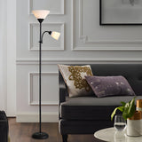 Modern 67 Inch Torchiere Floor Lamp with Adjustable Side Reading Light and Color Dimming