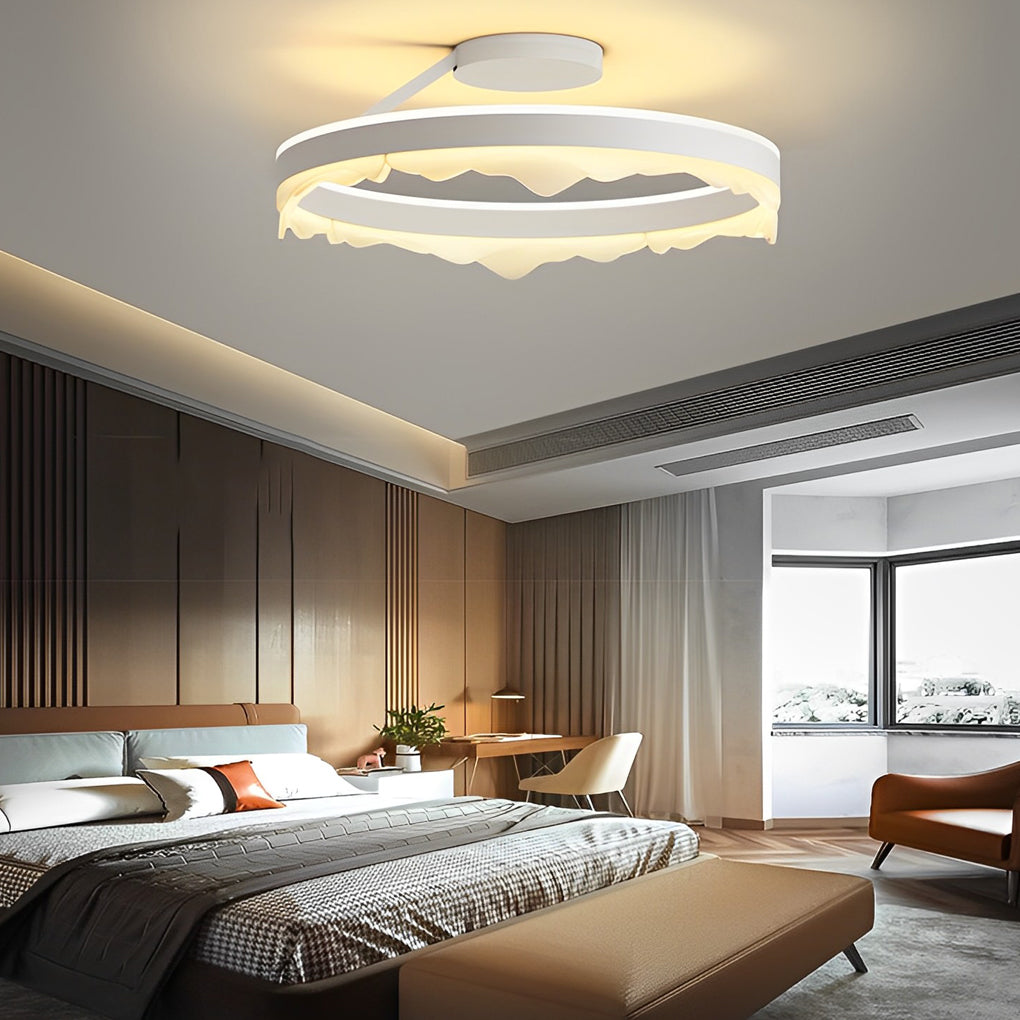 Modern Round Dimmable LED Ceiling Light White Nordic Flush Mount Fixture for Living Room