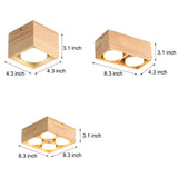 Modern Japanese Wood Cube LED Spotlight Flush Mount Ceiling Light for Aisle and Bedroom