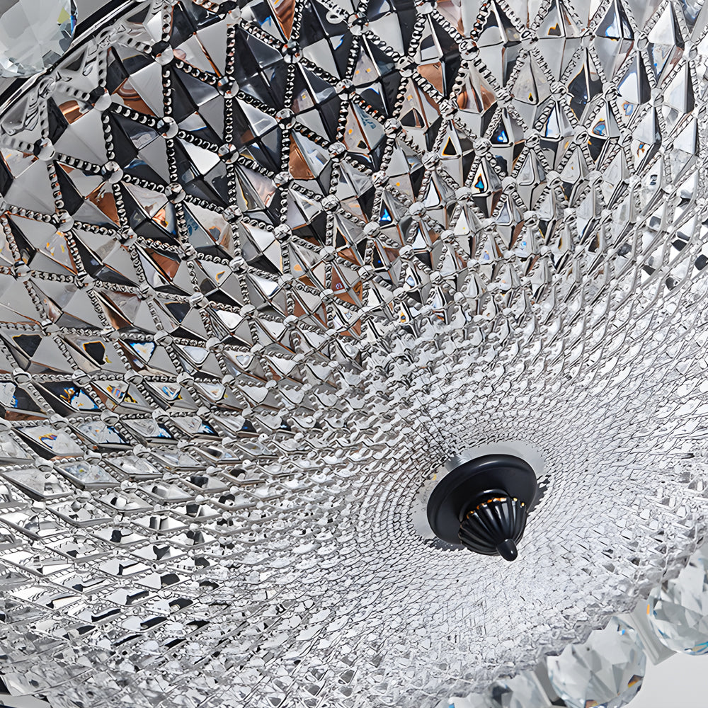 Modern Round Crystal LED Ceiling Light Luxury American Style Flush Mount Lamp with Dimming
