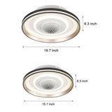 Modern Round Bladeless Ceiling Fan with Dimmable LED Light Flush Mount Low Profile Fixture
