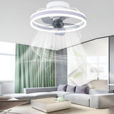 Modern Flush Mount Ceiling Fan with Stepless Dimming LED Light and 360 Degree Rotating Airflow