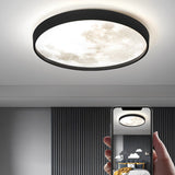 Circular Moon Inspired LED Ceiling Light Modern Flush Mount with Adjustable Color