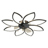 Modern Flower Flush Mount LED Ceiling Fan Smart Dimmable Low Profile Lighting for Bedroom
