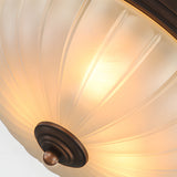 American Vintage Semi Flush Mount Ceiling Light with Round Glass Shade and Iron Frame for Bedroom