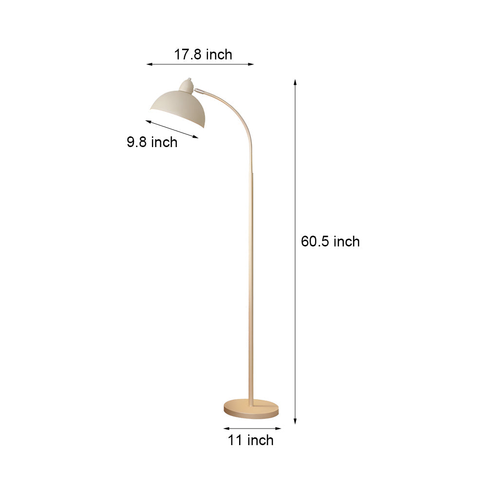Modern White Arc Floor Lamp with Dimmable LED Dome Shade and Marble Base