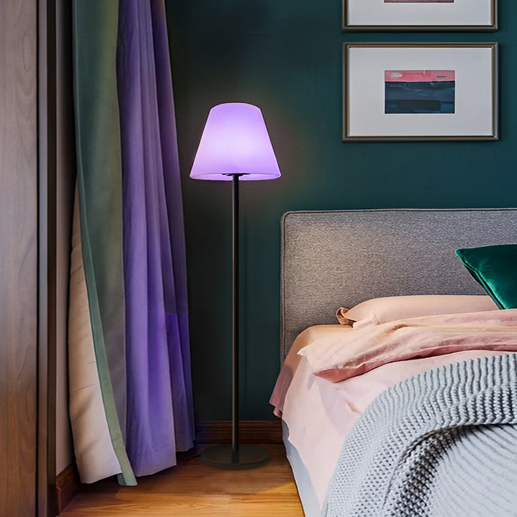 Modern RGB LED Standing Floor Lamp with App Control and Metal Base for Living Room Bedroom