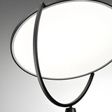 Modern Black Tripod Floor Lamp with Rotating LED Disc and Acrylic Diffuser for Bedroom and Living Room