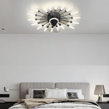 Modern Flower Petal Nordic Ceiling Fan with LED Light and Three Step Dimming for Bedrooms and Living Spaces