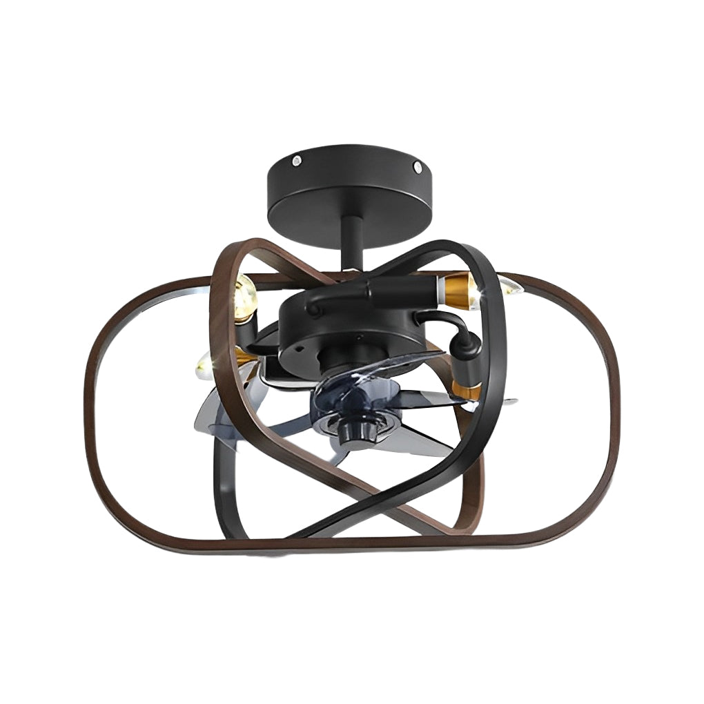 Retro Bladeless Ceiling Fan with 3 Color Dimmable LED Light and Remote Control