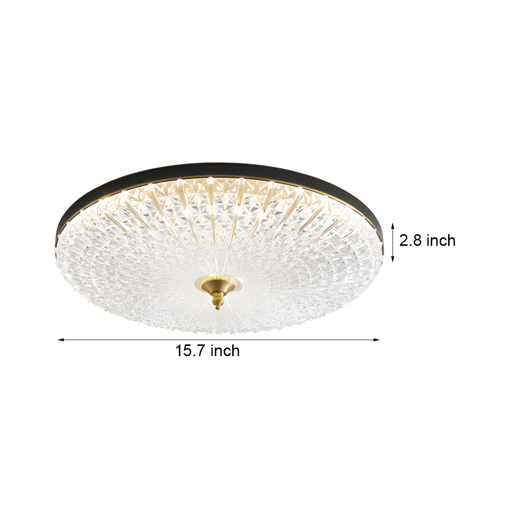 Modern Round Sparkle Glass LED Ceiling Light with Copper Frame and Adjustable Color Temperature