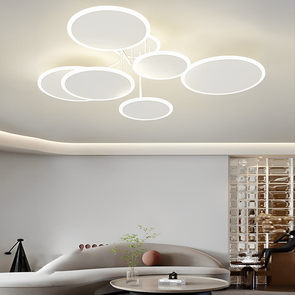 Modern Nordic Round LED Flush Mount Ceiling Light Matte White Finish with 3 Step Dimming