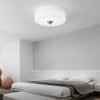 Modern Nordic Round Glass Drum LED Ceiling Light Fixture with Three Step Dimming Control