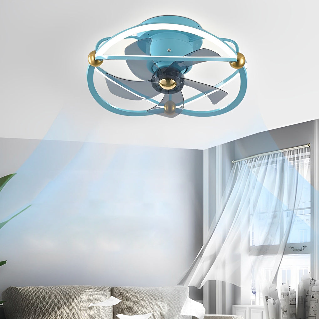 Modern Bladeless Ceiling Fan with Dimmable LED Light and Remote Control for Low Ceilings