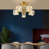 Modern Copper Crystal Ceiling Light Fixture with 180 Degree Adjustable Multi Light Shades
