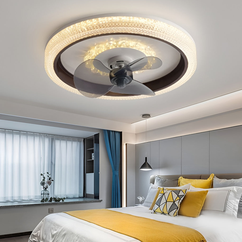 Modern Dimmable LED Ceiling Fan with 360 Degree Rotation and Remote Control for Bedroom