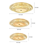 Luxury Round Crystal Flush Mount Ceiling Light with Three Color Temperature Glass Shade
