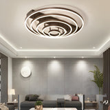 Modern Coffee Circular Tiered LED Flush Mount Ceiling Light for Living Room and Bedroom