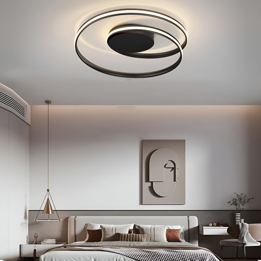 Modern Circular Iron LED Ceiling Light with Remote Stepless Dimming Flush Mount