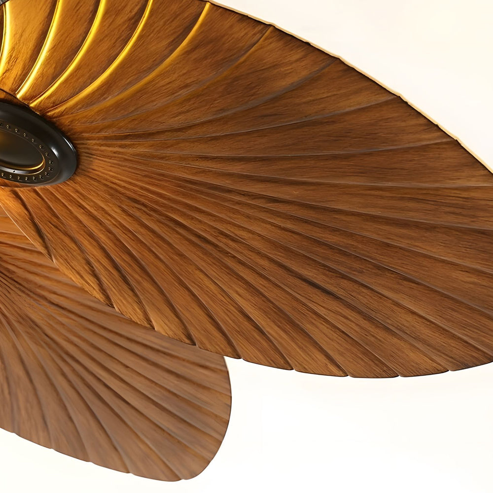 Tropical Palm Leaf Reversible Ceiling Fan with LED Light and Remote Control in Vintage Brown 42 52 Inch