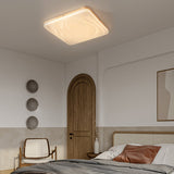 Minimalist Modern Wood LED Flush Mount Ceiling Lamp with 3 Color Dimming Modes