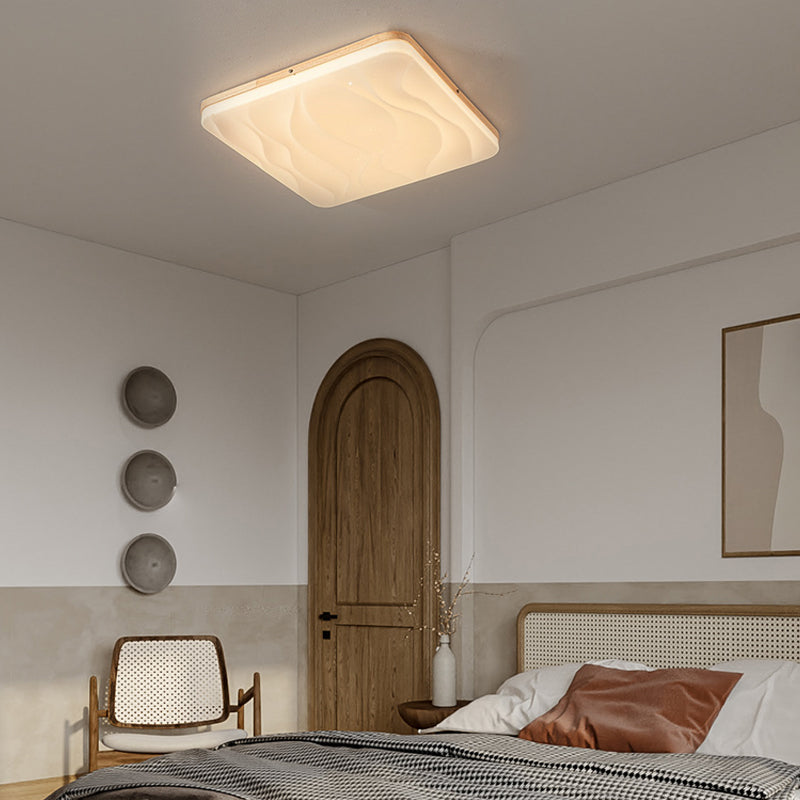 Minimalist Modern Wood LED Flush Mount Ceiling Lamp with 3 Color Dimming Modes