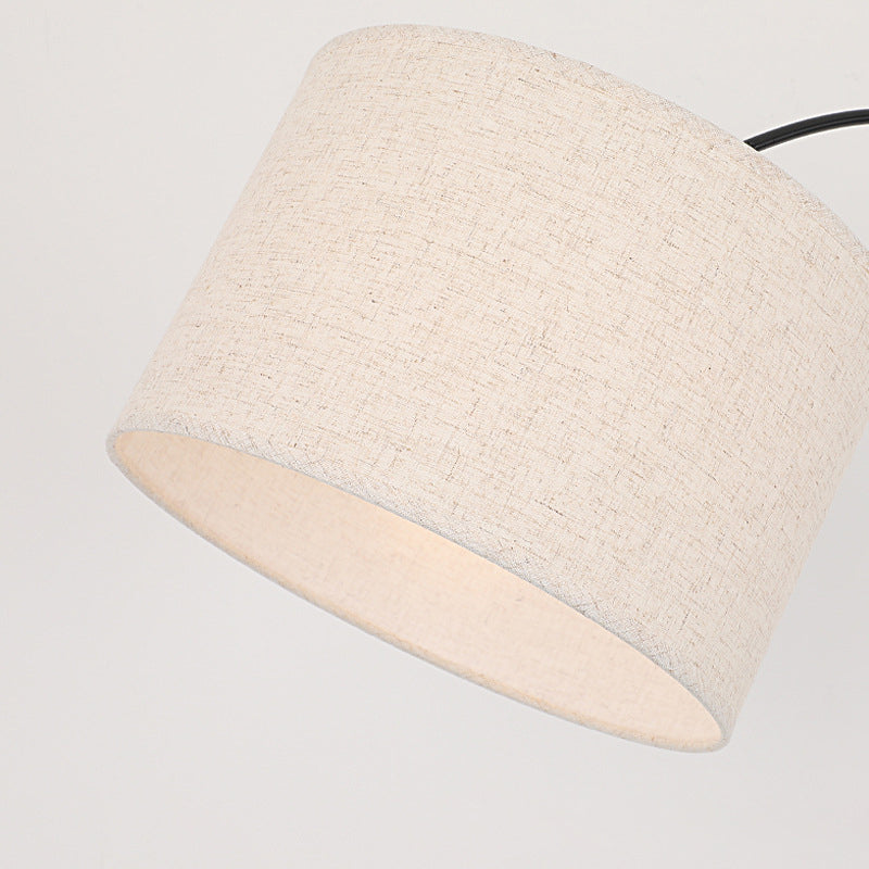 Modern Adjustable Arc Floor Lamp with Marble Base and Fabric Drum Shade for Living Room Reading