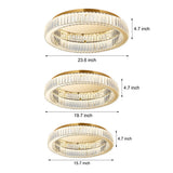 Luxury Round K9 Crystal LED Ceiling Fixture Dimmable Post Modern Flush Mount Gold Lamp