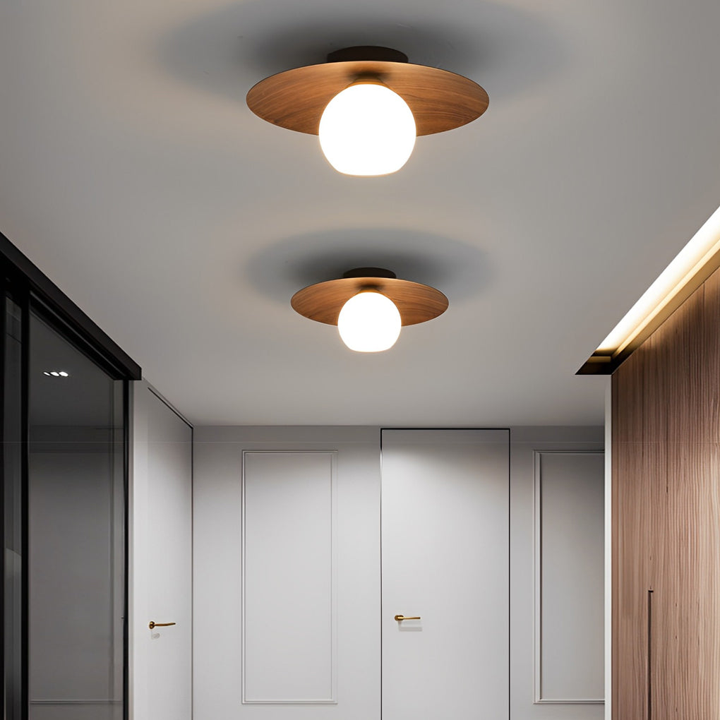 Modern Nordic Bowl Shaped LED Ceiling Light Minimalist Flush Mount Lighting for Aisle and Bedroom