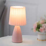 Modern 12 Inch Pleated Shade Glass Table Lamp with 3 Step Dimming and USB Power