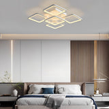 Modern Square Geometric LED Flush Mount Ceiling Light with Remote Control Stepless Dimming