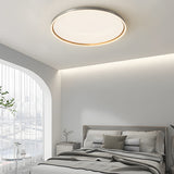Modern Geometric Dimmable LED Flush Mount Ceiling Light in Brushed Gray Aluminum