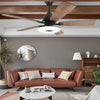 Nordic 52 Inch 5 Blade Dimmable LED Ceiling Fan with Remote Quiet Wood Grain Flush Mount Fan