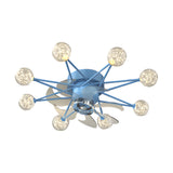 Modern Starry Design Ceiling Fan with 3 Color Dimming Light for Childrens Bedroom
